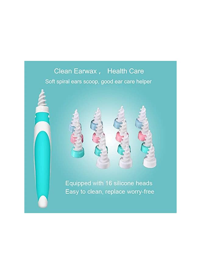 IAF Earwax Removal Tool, Soft Silicone Spiral Earwax Remover Tool for Everyone, Upgraded Safe Ear Cleaning Tool,Grips Ear Pick Clean with 16 Replacement Heads - Image 2