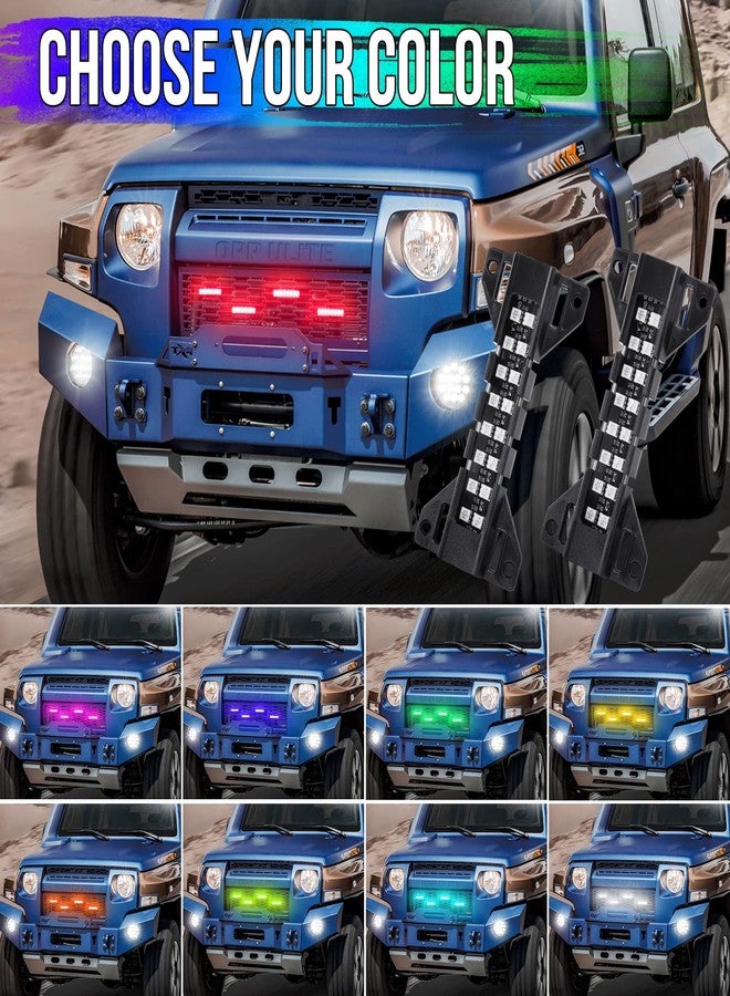 OPP ULITE LED Grille Lights for Trucks - RGB Color - 4 Pods Front Grill Light - Smartphone APP Control/Music/Timing/Flashing Strobe Modes for Ram F150 F250 F350 F450 F550 Tacoma TRD PRO Front Truck - Image 4