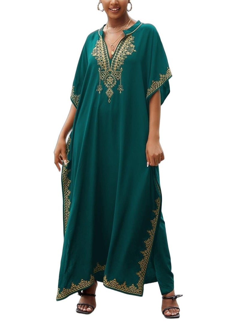 IMAGEKOPE Kaftan Dresses for Women Swimsuit Coverup Plus Size Beach Caftan Cover Ups for Swimwear Embroidery - Image 1