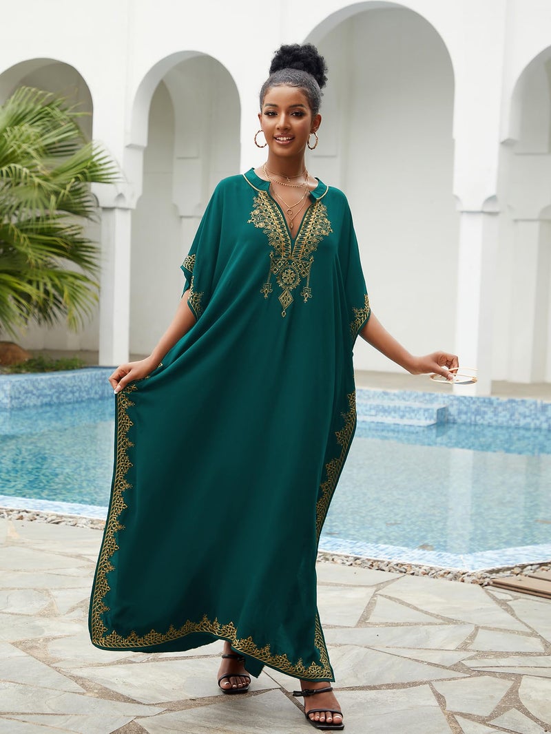 IMAGEKOPE Kaftan Dresses for Women Swimsuit Coverup Plus Size Beach Caftan Cover Ups for Swimwear Embroidery - Image 4