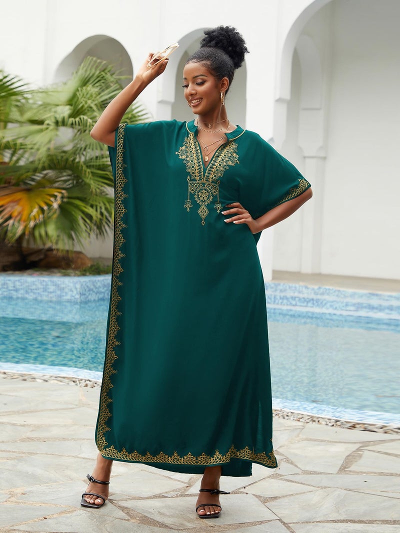 IMAGEKOPE Kaftan Dresses for Women Swimsuit Coverup Plus Size Beach Caftan Cover Ups for Swimwear Embroidery - Image 5