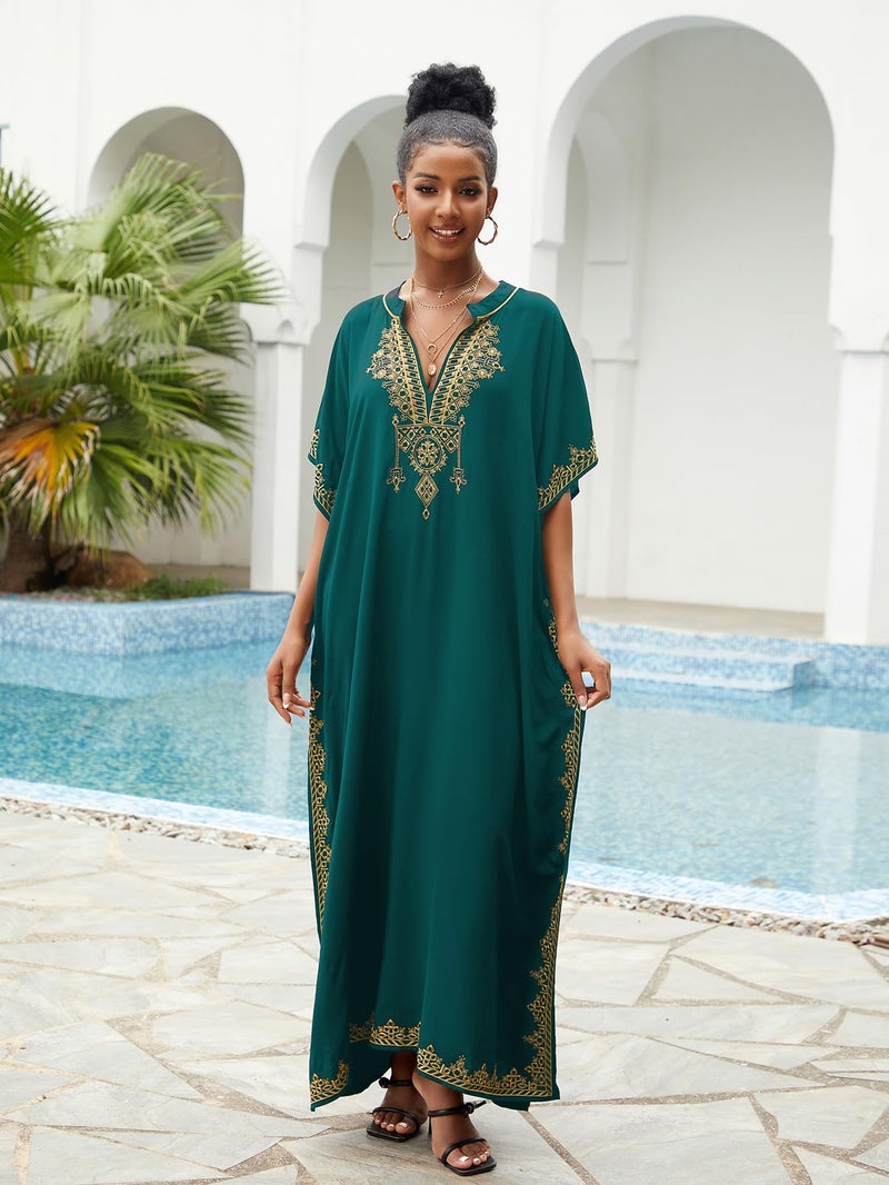 IMAGEKOPE Kaftan Dresses for Women Swimsuit Coverup Plus Size Beach Caftan Cover Ups for Swimwear Embroidery - Image 3