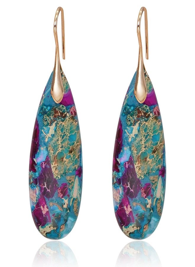Wovanoo Natural Stone Earrings Waterdrop Stone Dangle Earrings for Women, alloy - Image 1