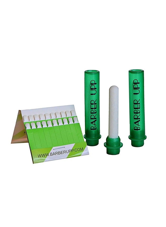 باربيروب مجموعة أقلام Green Stix + Styptic - إكسسوارات كبريتات الألومنيوم المضادة للنزيف لجروح الحلاقة وجروح الشفرة والقرحة الفموية - تمنع النزيف وتوقفه بسرعة - للرجال والنساء، 3 أقلام و20 عصا - Image 2