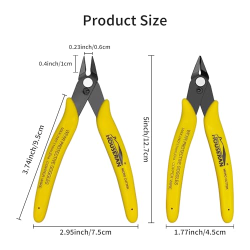 HOUSERAN Flush Cutters 5 Pack 5 Inch Micro Flush Cut Pliers with Spring Side Cut Nippers Mini Wire Cutters Model Nippers Flush Cutters for Jewelry Making Plastic Models Zip Ties Electronics - Image 3