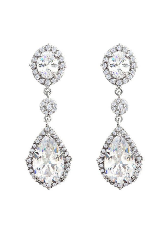 SELOVO Women'S Teardrop Dangle Earrings Silver Tone Wedding Bridal Earrings - Image 1