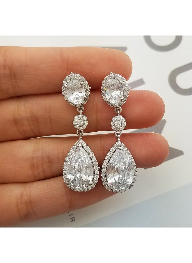 Women'S Teardrop Dangle Earrings Silver Tone Wedding Bridal Earrings - pzsku/Z921595B534D396D6CCC0Z/45/_/1733731430/a917357c-eaf0-42a6-bf13-70ea7a9a71c4