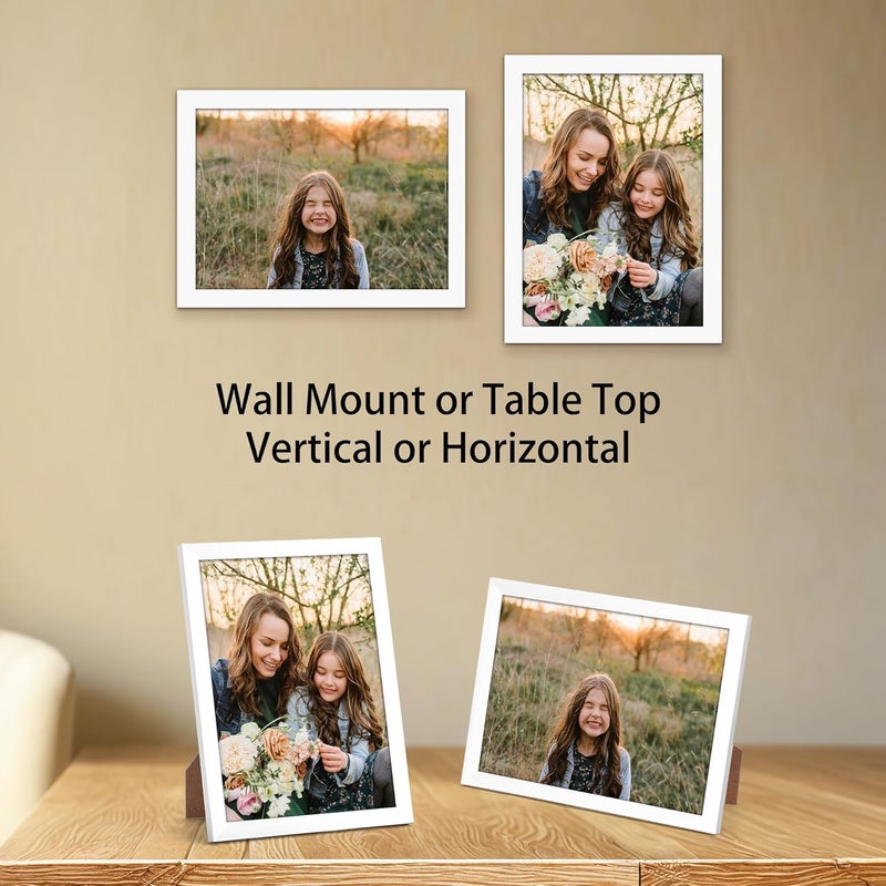 جيفت جاردن إطار الصورة الأبيض Giftgarden مقاس 13 × 18 سم، إطار صورة عصري للصور واللوحات مقاس 18 × 13 سم، تصميم أملس نحيف، حامل جدار أو طاولة - فردي - Image 4