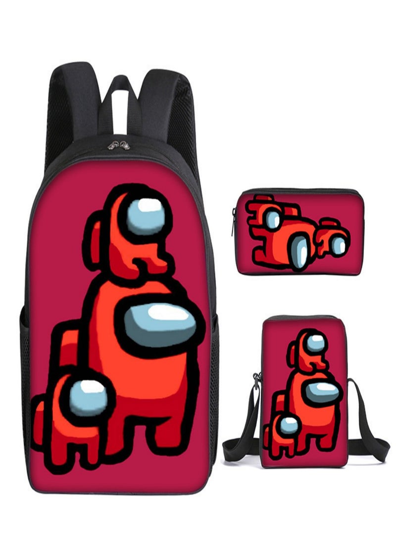 AMONG US Children Backpack Schoolbag Teen Student School Book bag with Lunch Box Pen Case 3 in 1 for Kids