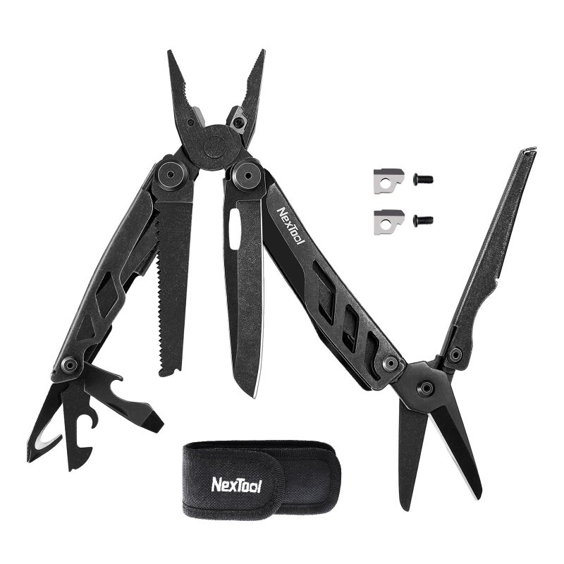 NexTool Heavy Duty Multitool Pliers with Pocket Scissors, Replaceable Wire Cutters, Nylon Sheath, Folding Multitool Knife with Safety Lock for Camping, Survival, Home Repair, DIY - Image 1