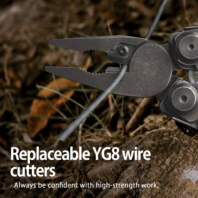 NexTool Heavy Duty Multitool Pliers with Pocket Scissors, Replaceable Wire Cutters, Nylon Sheath, Folding Multitool Knife with Safety Lock for Camping, Survival, Home Repair, DIY - Image 4