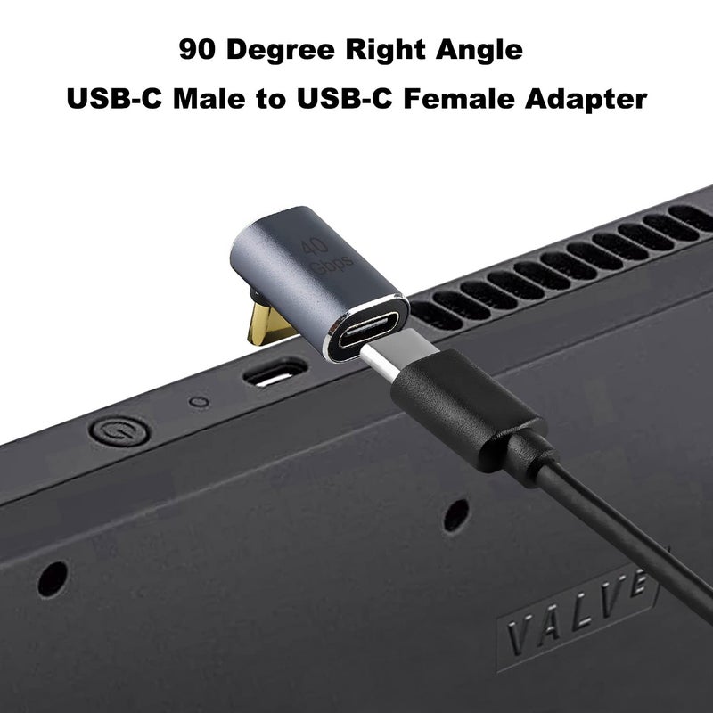 AreMe 90 Degree USB-C Male to Female Adapter, 2 Pack Right Angle 100W Type-C Adapter Extender for Steam Deck, ROG Ally, Switch, Notebook Computers, Tablet and Mobile Phones (Metallic Purple) - Image 2