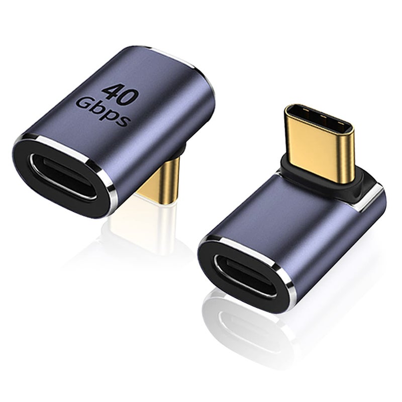 AreMe 90 Degree USB-C Male to Female Adapter, 2 Pack Right Angle 100W Type-C Adapter Extender for Steam Deck, ROG Ally, Switch, Notebook Computers, Tablet and Mobile Phones (Metallic Purple) - Image 1