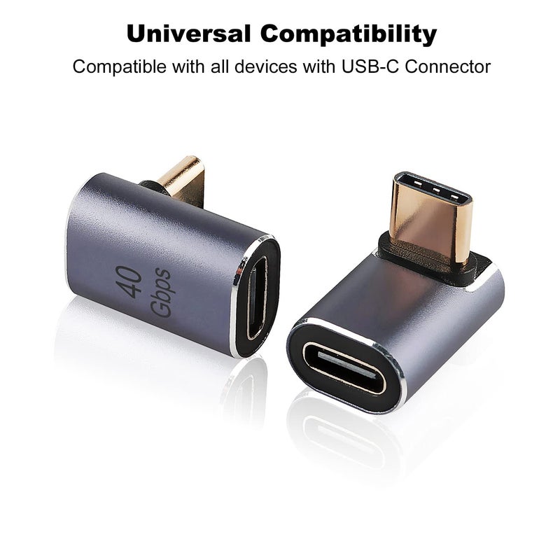 AreMe 90 Degree USB-C Male to Female Adapter, 2 Pack Right Angle 100W Type-C Adapter Extender for Steam Deck, ROG Ally, Switch, Notebook Computers, Tablet and Mobile Phones (Metallic Purple) - Image 5