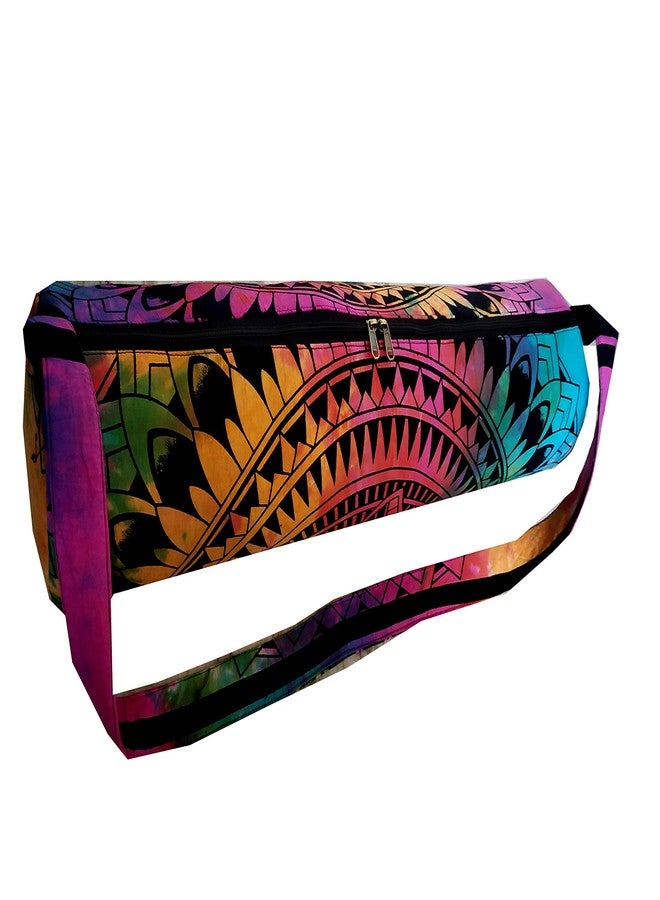CRAFT KALA Indian Mandala Handmade Cotton Hand Full-Zip Exercise Yoga Mat Carry Bag Gym Beach Pilates Carrier Bags Hippie Mandala Indian Cotton Bag (Multi Hamsa) - Image 3