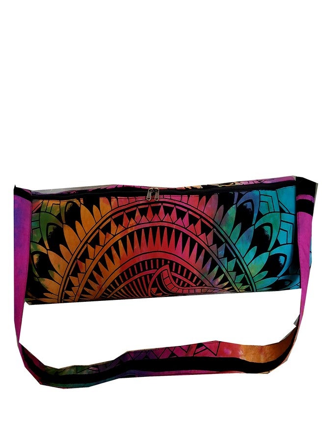 CRAFT KALA Indian Mandala Handmade Cotton Hand Full-Zip Exercise Yoga Mat Carry Bag Gym Beach Pilates Carrier Bags Hippie Mandala Indian Cotton Bag (Multi Hamsa) - Image 4