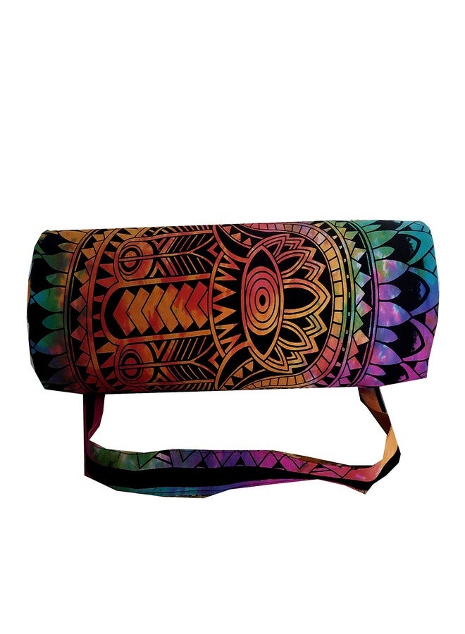CRAFT KALA Indian Mandala Handmade Cotton Hand Full-Zip Exercise Yoga Mat Carry Bag Gym Beach Pilates Carrier Bags Hippie Mandala Indian Cotton Bag (Multi Hamsa) - Image 5