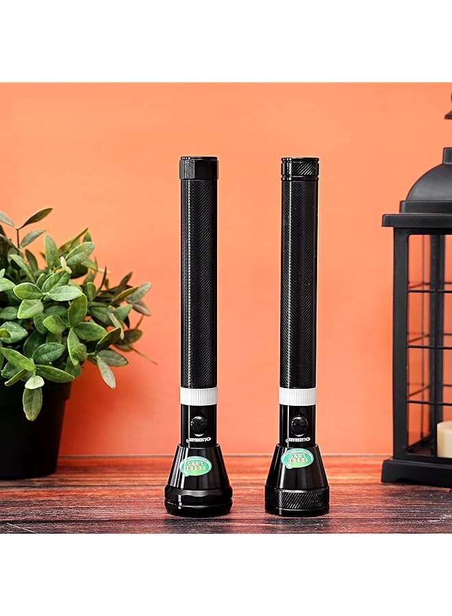 Olsenmark OMFL2616 Rechargeable LED Flashlight 2 Pieces Super Bright Torch Light Built in 1900mAh Battery 1500 Distance Range Powerful Torch for Camping Hiking Trekking Outdoor. - Image 2