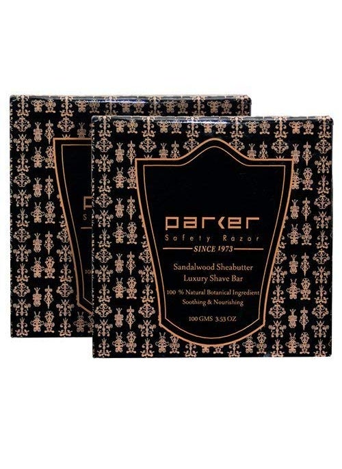 Parker Safety Razor - Parker Sandalwood  Shea Butter Shaving Soap  100 gm bars  Twin Pack - Image 1