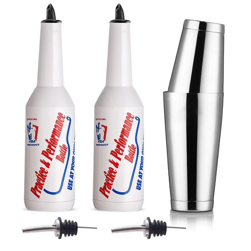 LINALL زجاجة لينال فلير 5 قطع مجموعة أدوات خلط المشروبات 2 زجاجة فلير 1 شاكر بوسطن زجاجة تدريب أداء FLKT0004 مجموعة 5 قطع