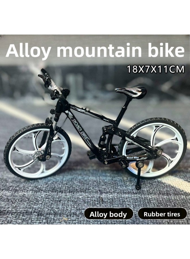 Simulated Alloy Bicycle Curved Handlebar Mountain Bike Metal Toy Model Mini Bicycle Boy Gift Ornament Hand-Made 