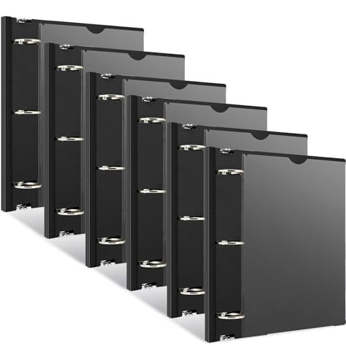 INFUN 1.5 Inch Telescoping 3 Ring Binder - 6PCS, Flexible Round Binder with Customizable Front Cover and Clear Catalog Pocket, 1.5Inch Rings, 370 Sheet Capacity-Black - Image 1
