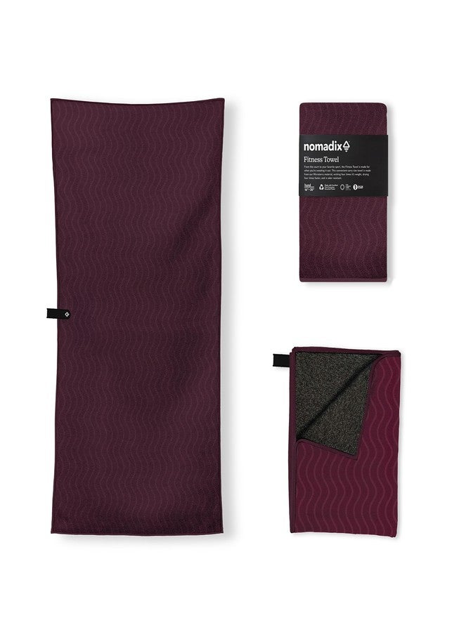 Nomadix Fitness Towel- Microterry Quick-Dry Gym & Yoga Sweat Towel, Odor-Resistant, Ultra Absorbent, Sand & Pet Hair-Resistant, Recycled Material, 30″×16″- Regenerative Black- Regenerative Burgundy - Image 1