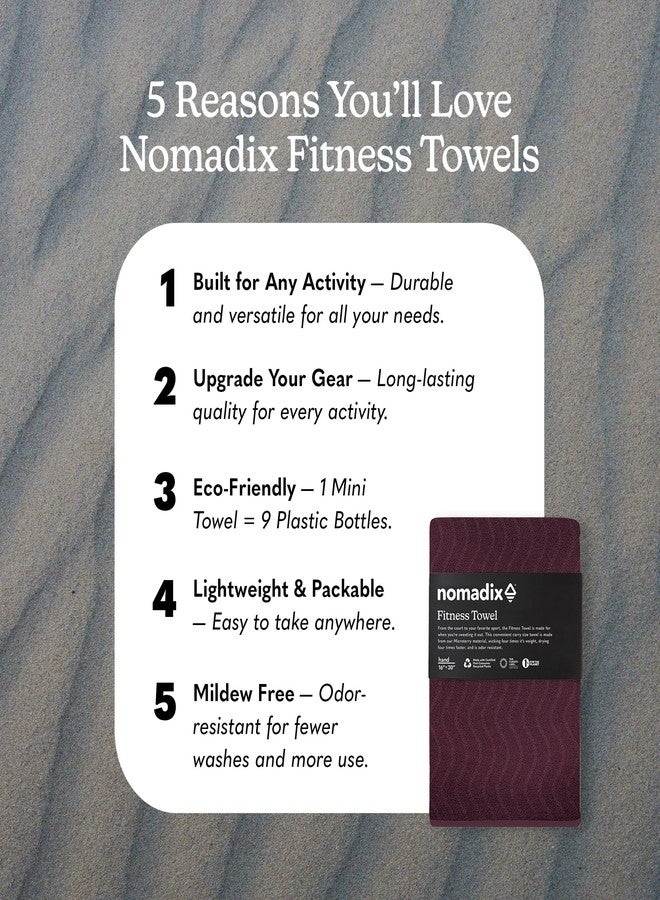 Nomadix Fitness Towel- Microterry Quick-Dry Gym & Yoga Sweat Towel, Odor-Resistant, Ultra Absorbent, Sand & Pet Hair-Resistant, Recycled Material, 30″×16″- Regenerative Black- Regenerative Burgundy - Image 2