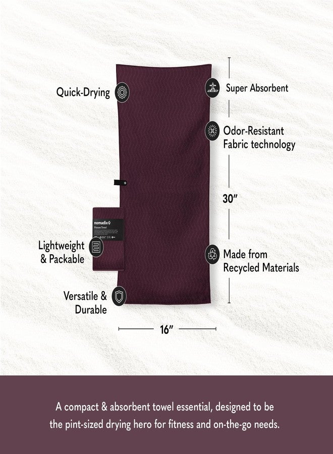 Nomadix Fitness Towel- Microterry Quick-Dry Gym & Yoga Sweat Towel, Odor-Resistant, Ultra Absorbent, Sand & Pet Hair-Resistant, Recycled Material, 30″×16″- Regenerative Black- Regenerative Burgundy - Image 5