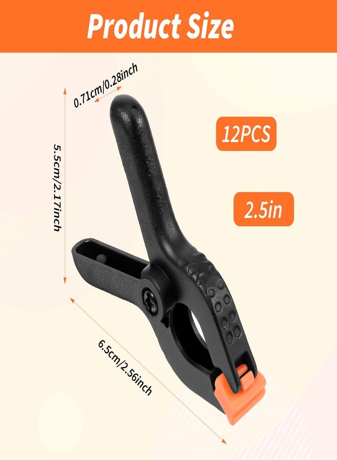 Ymapinc 12pcs Black Plastic Spring Clamps, Anti-Slip Clips for Balloon Arch Clips for Backdrop, Heavy Duty Plastic Clamp for Backdrop Curtain and Photo Prop - Image 2