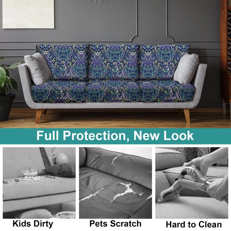 pickyNproud 8Pcs Patio Cushion Covers Stretch Outdoor Couch Cushions Slipcovers Replacement Washable Furniture Protector with Elastic Bottom Sofa Chair Seat Cover, Green - Image 5