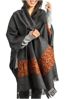 Tribe Azure Fair Trade Kullu Handloom Wool Shawl Large Wrap Scarf Throw Woolen Blanket Grey Handmade  - Image 2