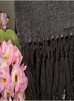 Tribe Azure Fair Trade Kullu Handloom Wool Shawl Large Wrap Scarf Throw Woolen Blanket Grey Handmade  - Image 1