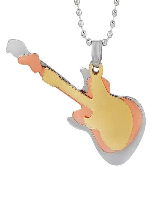 morir Three Colour Tone Guitar Design Locket Pendant Necklace Fashion Jewelry For Men Women - Image 1