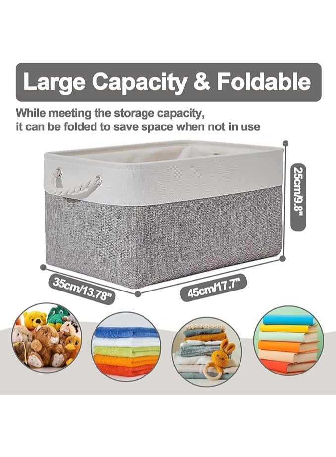 BAOLY Closet Storage Basket, Collapsible Fabric Storage Basket with Drawstring Closure, Linen Storage Basket with Rope Handle for Organizing Bookshelves, Closets, Clothes and Toys (Grey) - Image 5