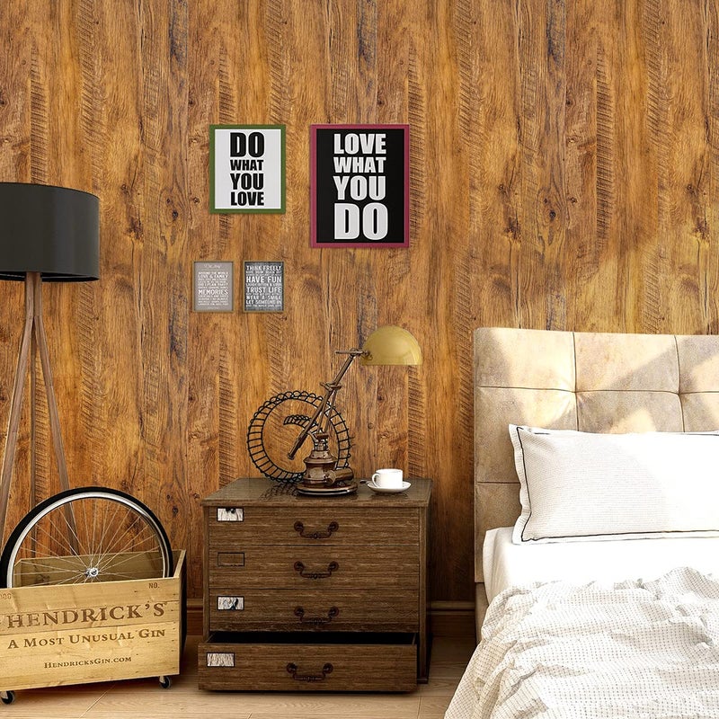 Erfoni Brown Wood Grain Contact Paper Wood Look Wallpaper Rustic Faux Wood Peel and Stick Wallpaper 17.7"x 78.7" Modern Removable Self Adhesive Wall Paper for Kitchen Cabinets Countertop Decor - Image 5