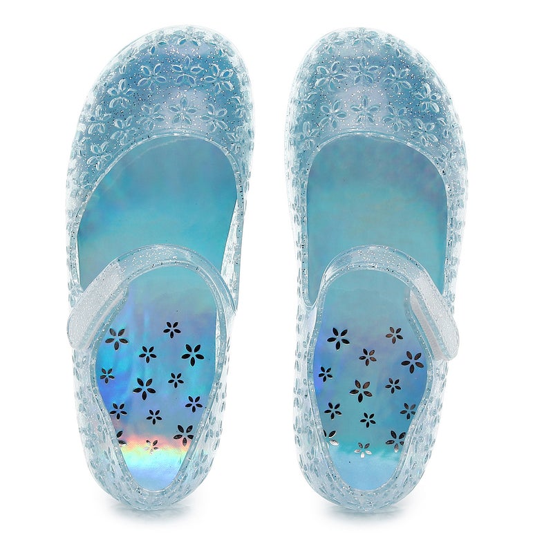 New Girls Jelly Sandals Princess Rainbow Simple Baby PVC Blue 