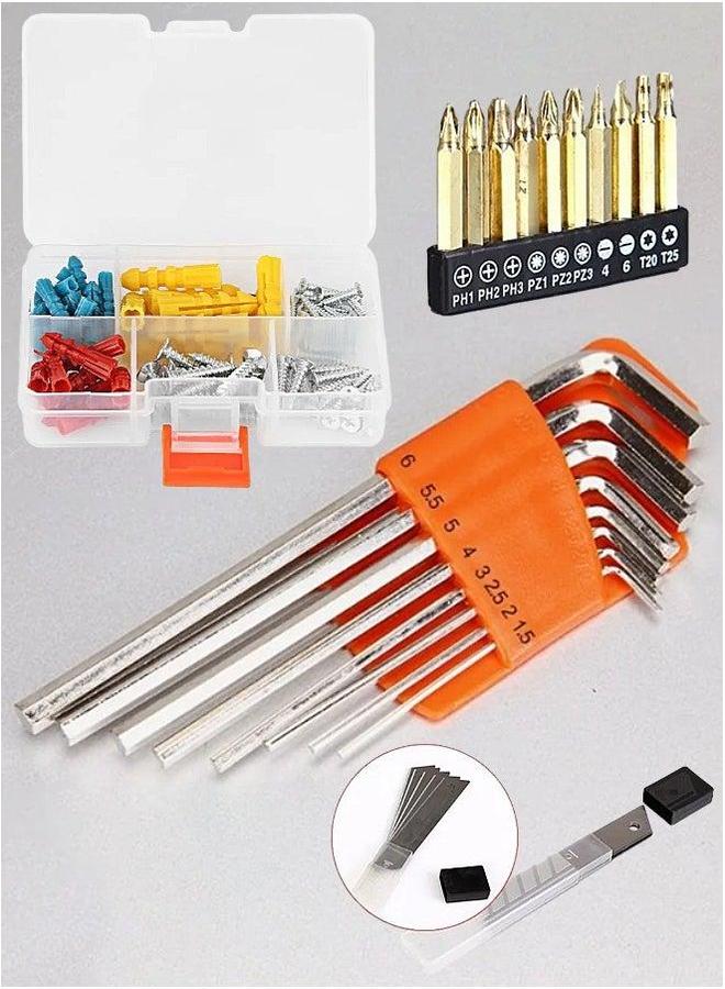 HOMESTAR 100-Piece Automotive and Household Tool Set - Car Repair Kit Home DIY Kits for Men Contains Screwdriver, Claw Hammer, Wrench, Pliers, Utility Knife, Saw, Tape Measure - Image 4