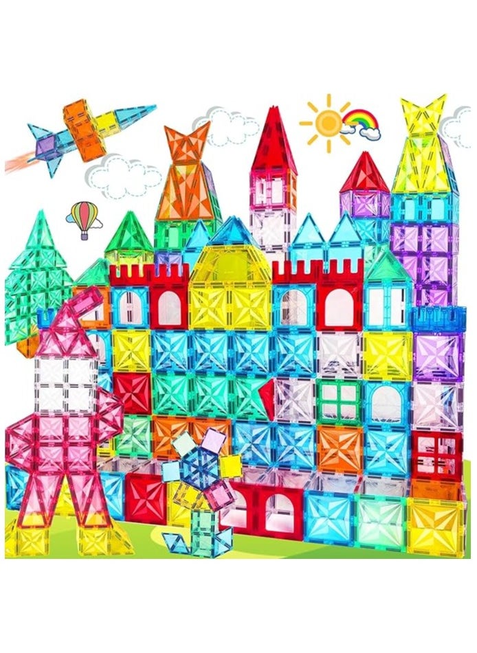 Fun Magnetic Tiles – 110-Piece Building Blocks for Kids, 3D Magnetic Puzzles, Stacking Blocks, Creative Educational Toys for Early Learning, Fun Play, and STEM Development  - Image 1