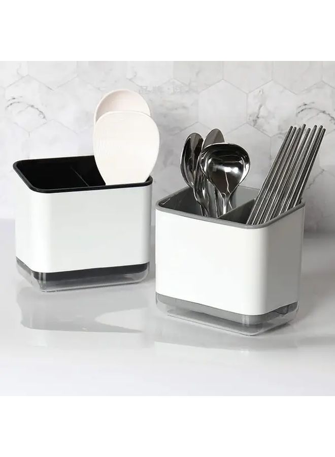 Black Cutlery Caddy Multi Compartment Drainage Detachable Washable Kitchen Utensil Organizer - Image 3