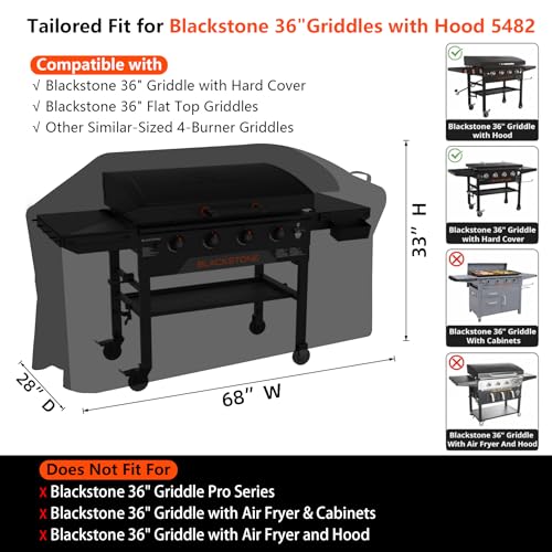 GuardKove Griddle Cover for Blackstone 36" Griddle with Hood 5482, Upgraded 1000D Heavy Duty Waterproof Flat Top Grill Cover, Tear &Fade Resistant with Buckle &Air Vent, for Blackstone and More 4-Burner Griddle - Image 2