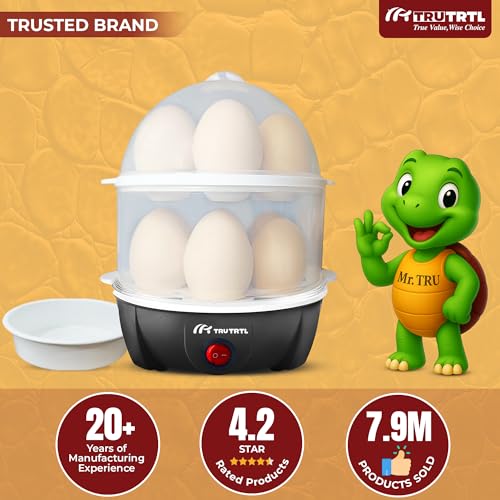 truTRTL Mr. TRU Smart 4-in-1 Egg Boiler Machine 350 Watts | Boil upto 14 Eggs, Poach Eggs, Steam Vegetables Make Dhokla, Reheat | Black - Image 2