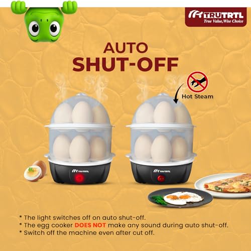truTRTL Mr. TRU Smart 4-in-1 Egg Boiler Machine 350 Watts | Boil upto 14 Eggs, Poach Eggs, Steam Vegetables Make Dhokla, Reheat | Black - Image 5