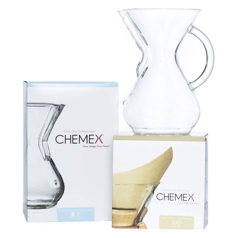 Chemex Bundle - 6-Cup Glass Handle Series - 100 ct Square Filters - Exclusive Packaging - Image 1