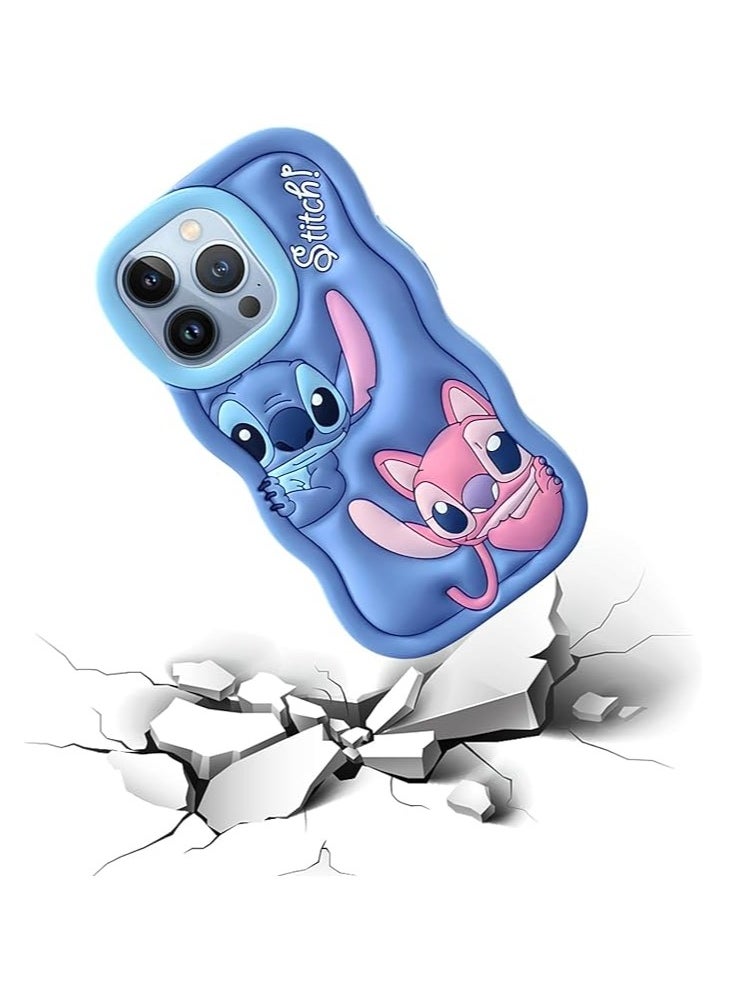 STITCH - STITCH iPhone 13 Pro Max Case,Stitch 3D Cute Cartoon Women Girls Kids Soft Silicone Protective Phone Cover Case for iPhone 13 Pro Max 6.7 inch Blue - Image 1