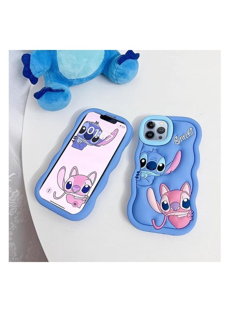 STITCH - STITCH iPhone 13 Pro Max Case,Stitch 3D Cute Cartoon Women Girls Kids Soft Silicone Protective Phone Cover Case for iPhone 13 Pro Max 6.7 inch Blue - Image 1