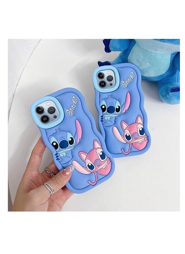 STITCH - STITCH iPhone 13 Pro Max Case,Stitch 3D Cute Cartoon Women Girls Kids Soft Silicone Protective Phone Cover Case for iPhone 13 Pro Max 6.7 inch Blue - Image 1