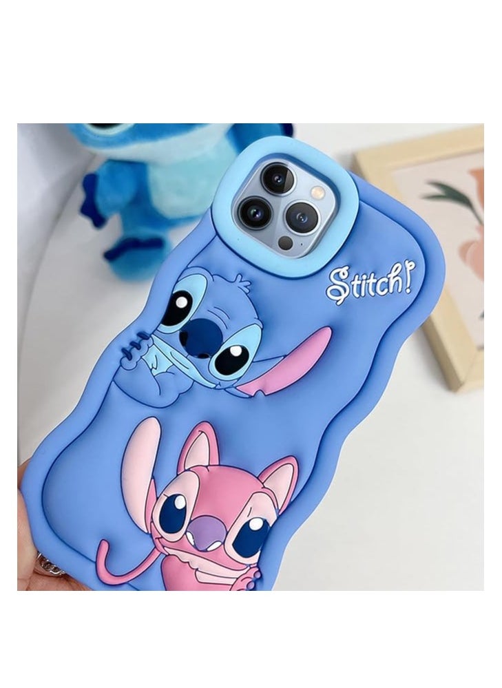 STITCH - STITCH iPhone 13 Pro Max Case,Stitch 3D Cute Cartoon Women Girls Kids Soft Silicone Protective Phone Cover Case for iPhone 13 Pro Max 6.7 inch Blue - Image 1