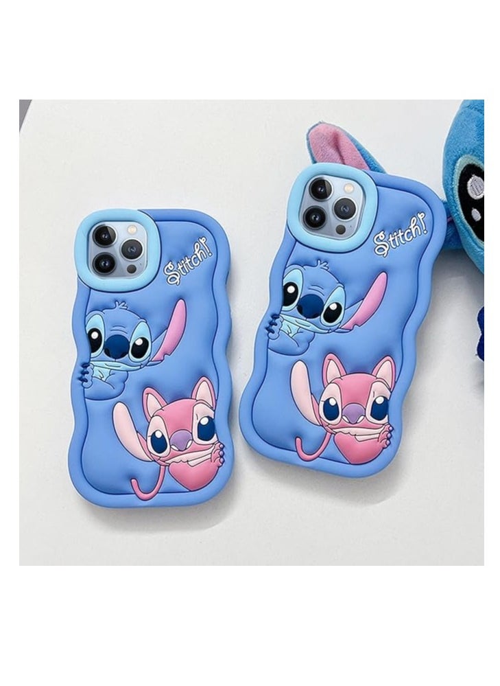 STITCH - STITCH iPhone 13 Pro Max Case,Stitch 3D Cute Cartoon Women Girls Kids Soft Silicone Protective Phone Cover Case for iPhone 13 Pro Max 6.7 inch Blue - Image 1