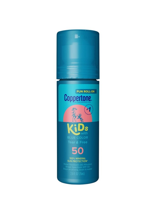 Coppertone Kids Roll On Sunscreen Lotion Spf 50, Kids Sunscreen With Blue Color, Tear Free Sunscreen With Zinc Oxide Sun Protection, 2.5 Fl Oz Tube - Image 1